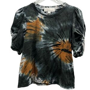 Vintage Havana Tie Dye Cinched Puff Sleeve Cotton Shirt Size Medium